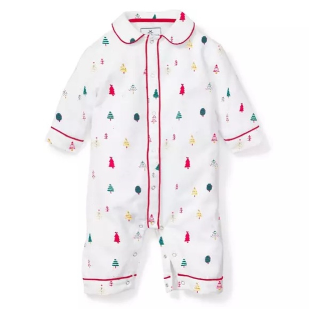 Petite Plume Merry Trees Cambridge Romper Pajama Christmas Holiday Baby 6 12 M